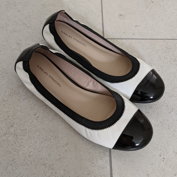 Like New✨Maud Frizon white/black leather flats (size 39) - Picture 2 of 7